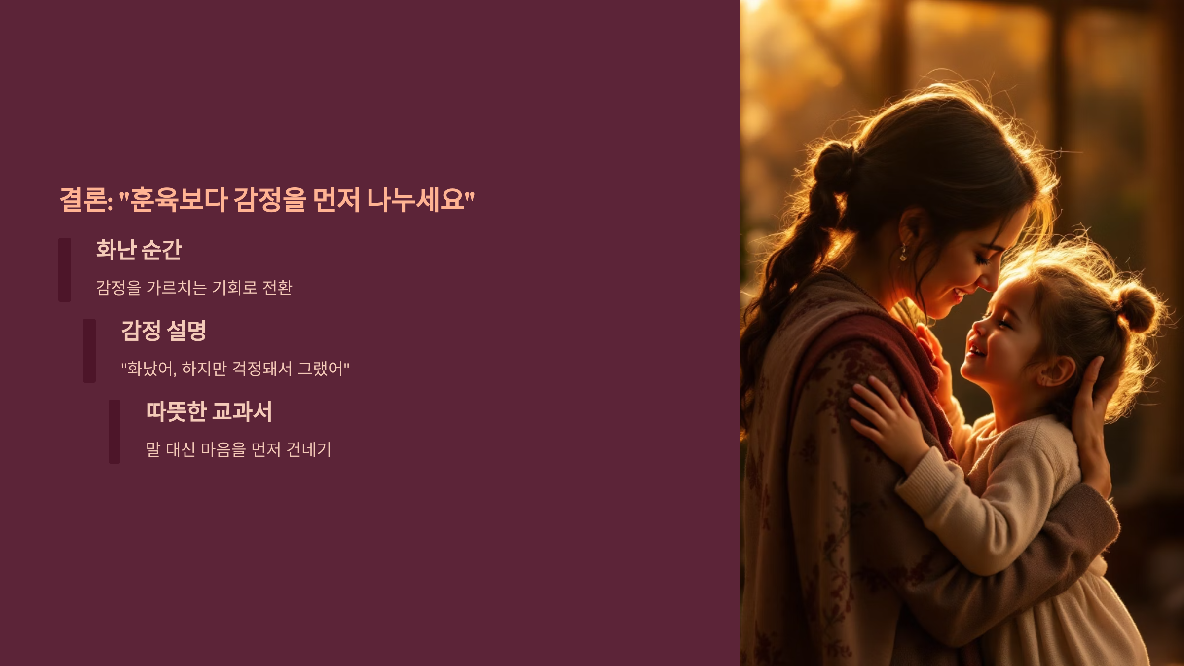 결론:''훈육보다 감정을 먼저 나누세요''