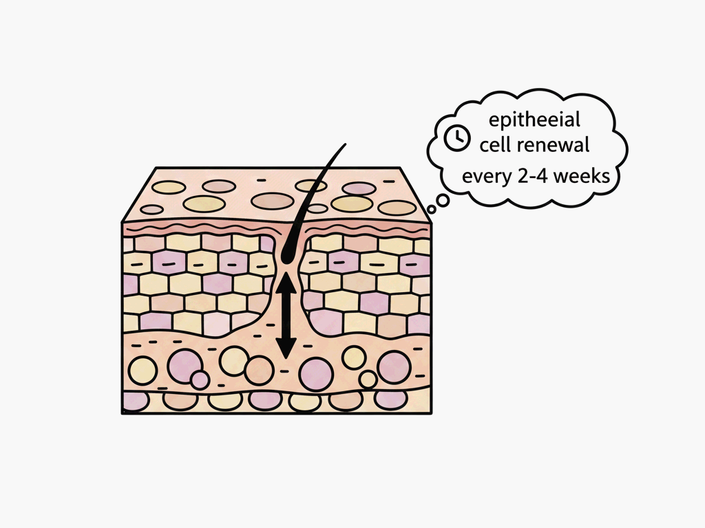 상피세포의 구조와 재생 메커니즘 일러스트레이션