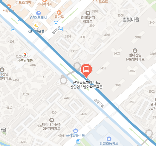 신일유토빌.신안인스빌아파트에서 인천공항 리무진 공항버스(8844번) 지도 위치