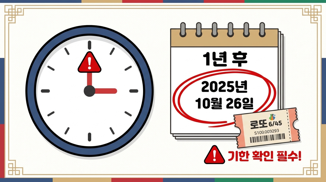 로또 당첨금 수령 유효기간인 1년을 경고하는 시각적 알림 이미지