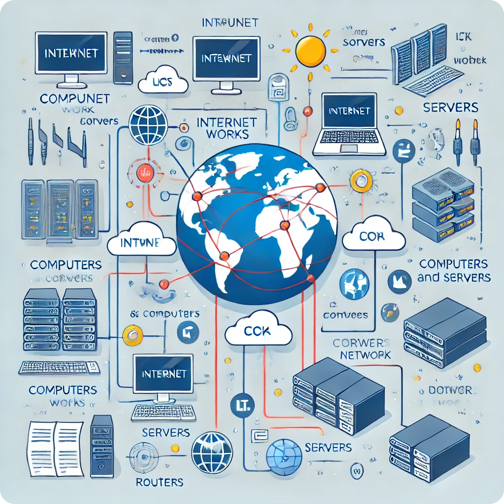 인터넷 작동 원리를 설명하는 이미지