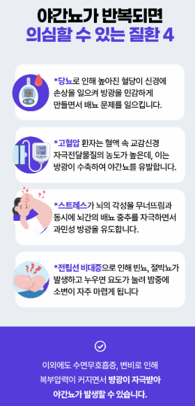야간뇨가 반복되면 의심할 수 있는 질환 설명 이미지