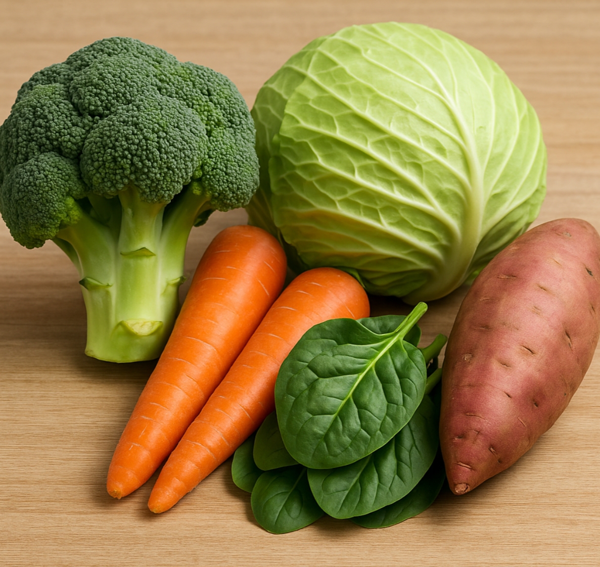 장 건강을 돕는 채소-브로콜리,당근,양배추, 시금치, 고구마