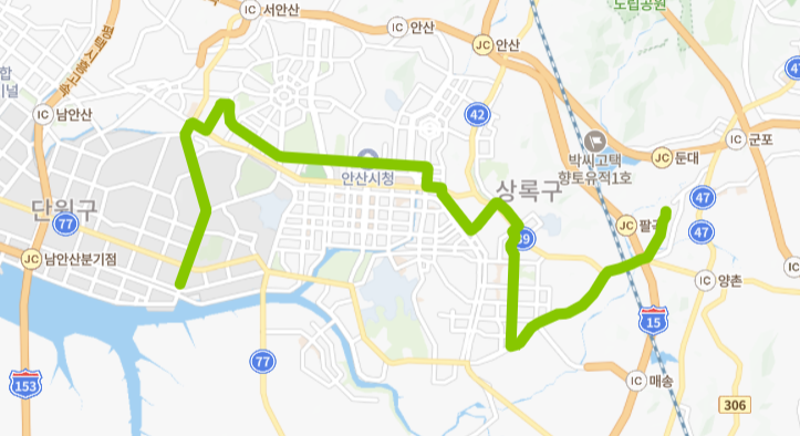 안산-66번-버스-노선-지도