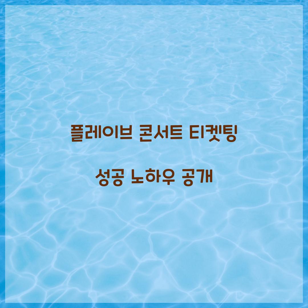 플레이브 콘서트 티켓팅