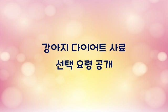 강아지 다이어트 사료