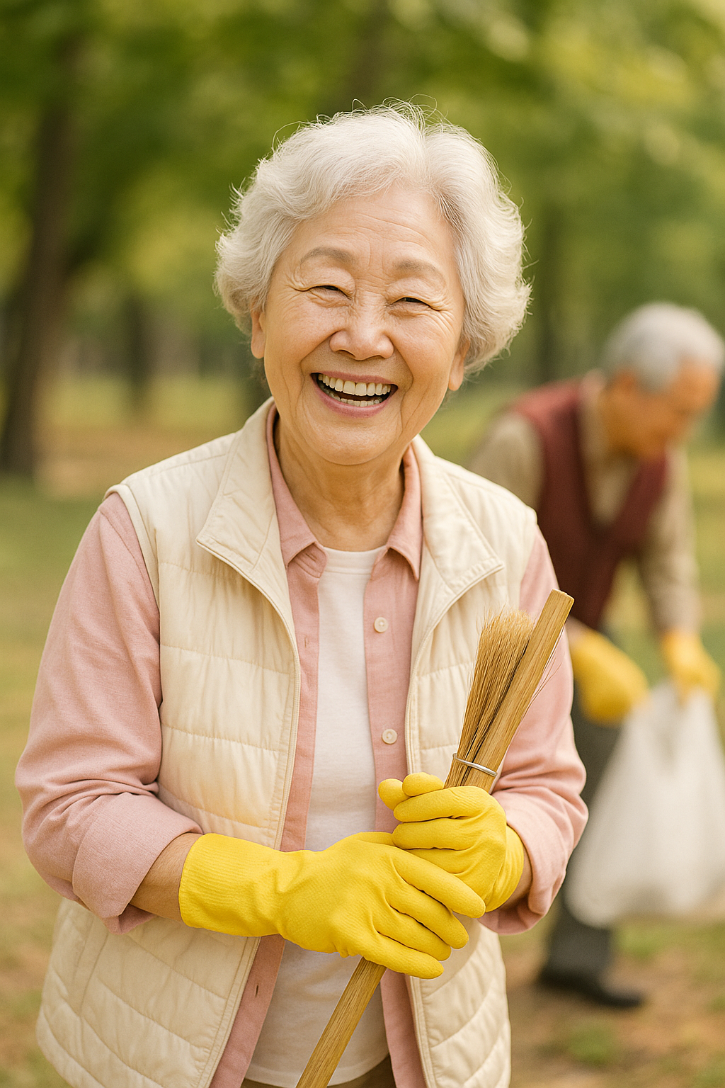 노노케어 활동 중 미소 짓는 어르신의 모습