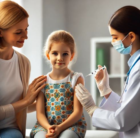 로타바이러스 예방을 위해 접종을 하고 있는 아이의 사진