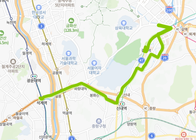 구리-서울-75번-버스-노선-지도