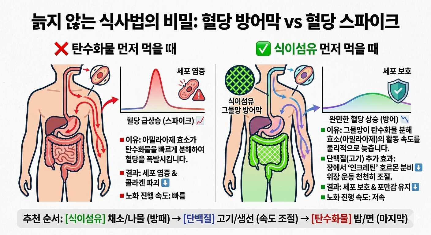 늙지 않는 식사법의 비밀 : 혈당 방어막 vs 혈당 스파이크