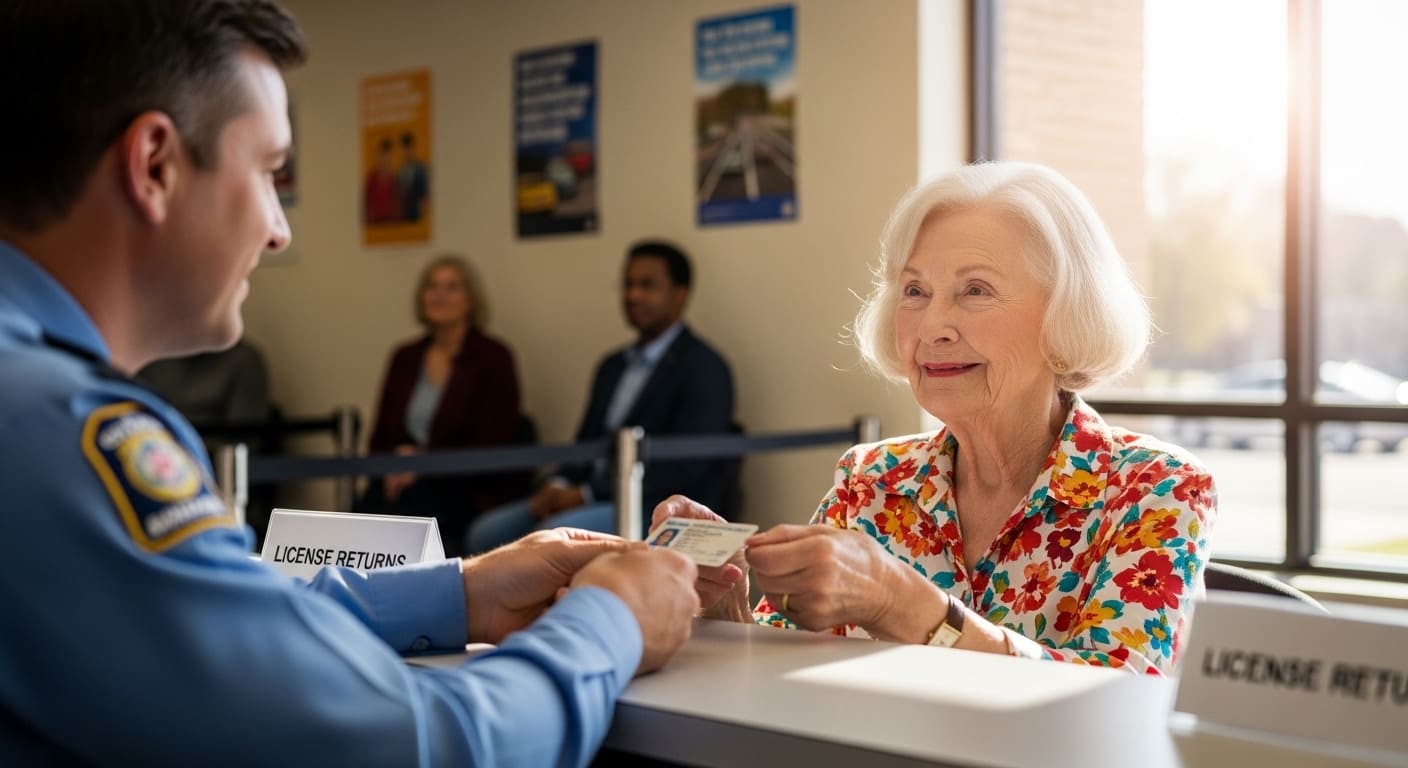운전면허 반납 지원금을 신청하는 노인 모습