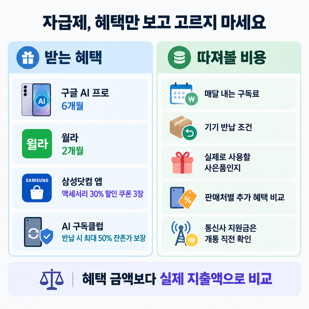 자급제 구매 사은품과 구독클럽