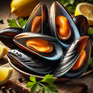 홍합이 입을 벌리고 있는 모습