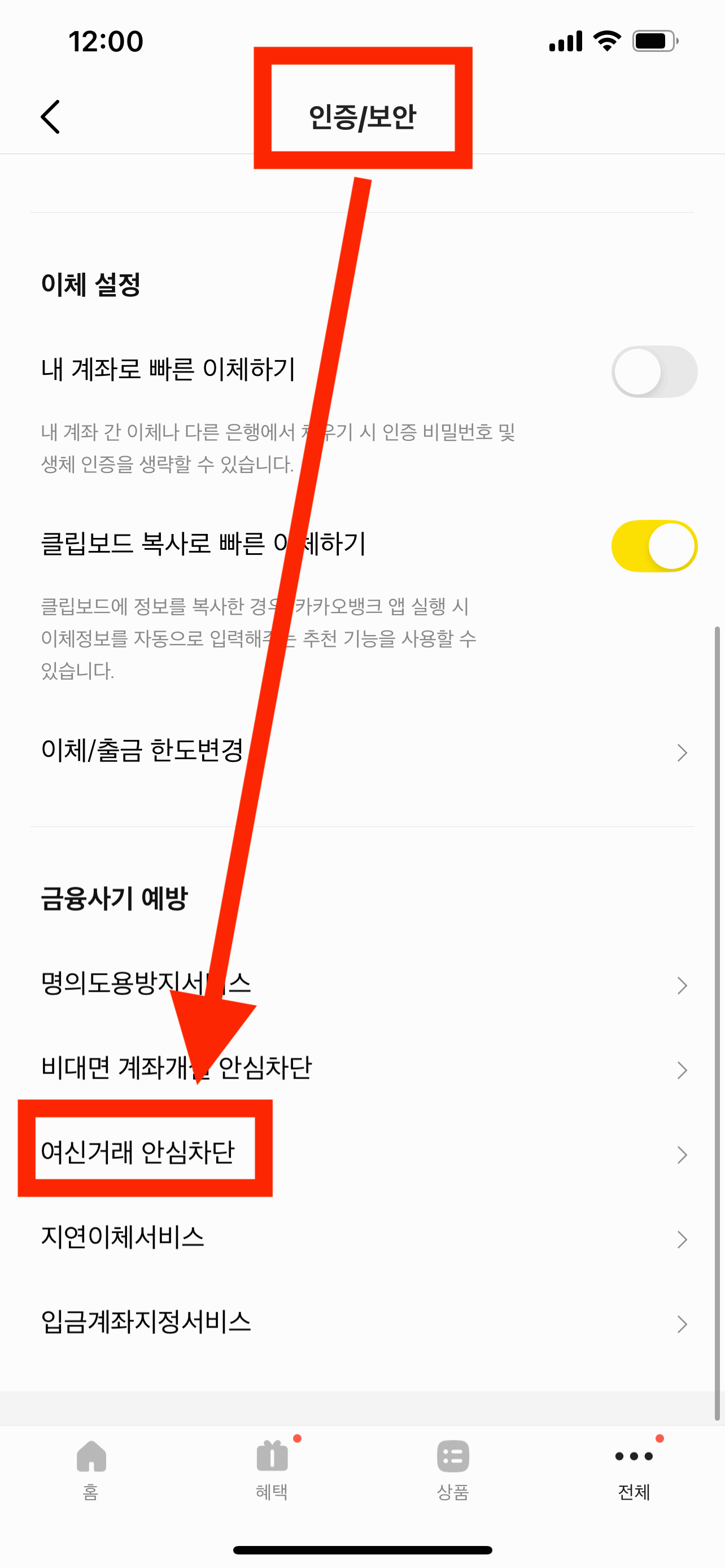 카카오뱅크 여신거래 안심차단 신청방법(+해제방법)