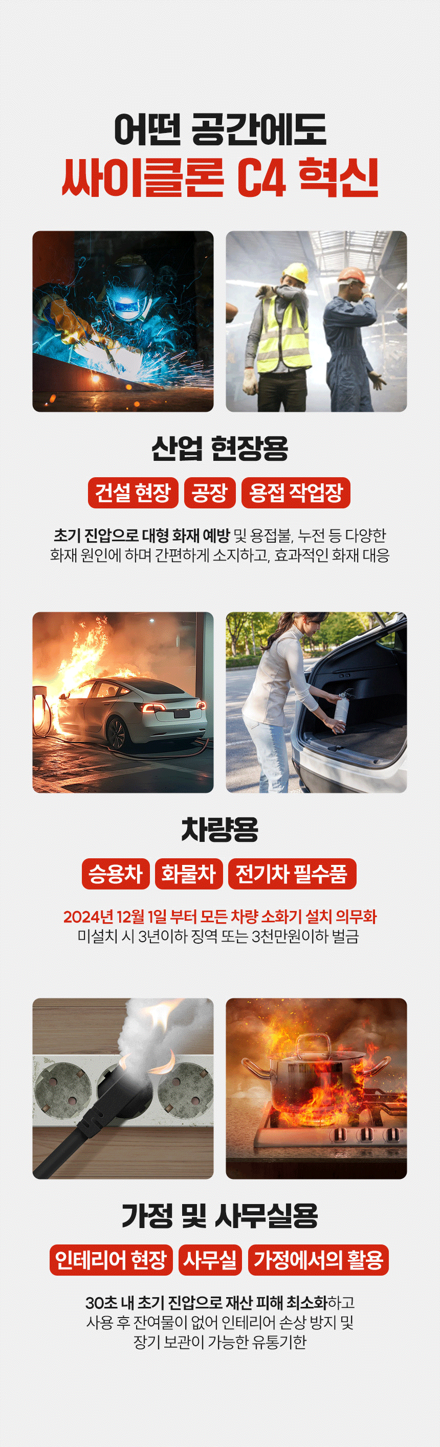 수성막포소화기가 기름 화재를 덮는 모습