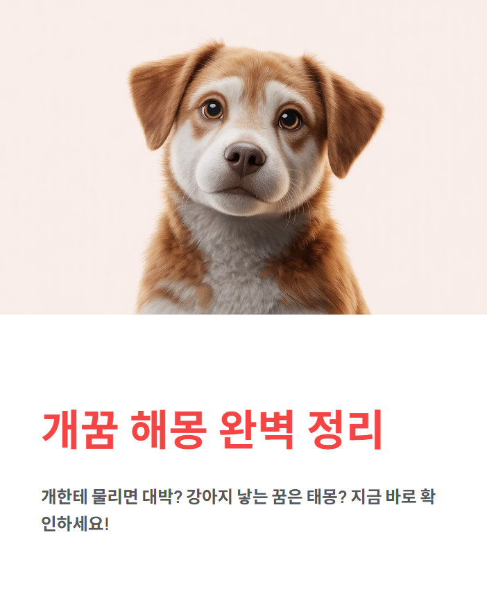 개꿈 해몽, 개한테 **물리는 꿈**은 대박 횡재수? **강아지 낳는 꿈** 태몽 핵심 정리!