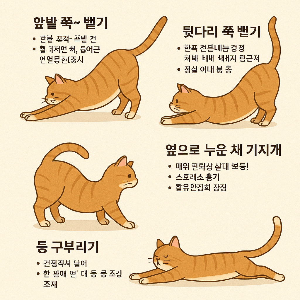 고양이 스트레칭 자세로 알아보는 건강과 감정