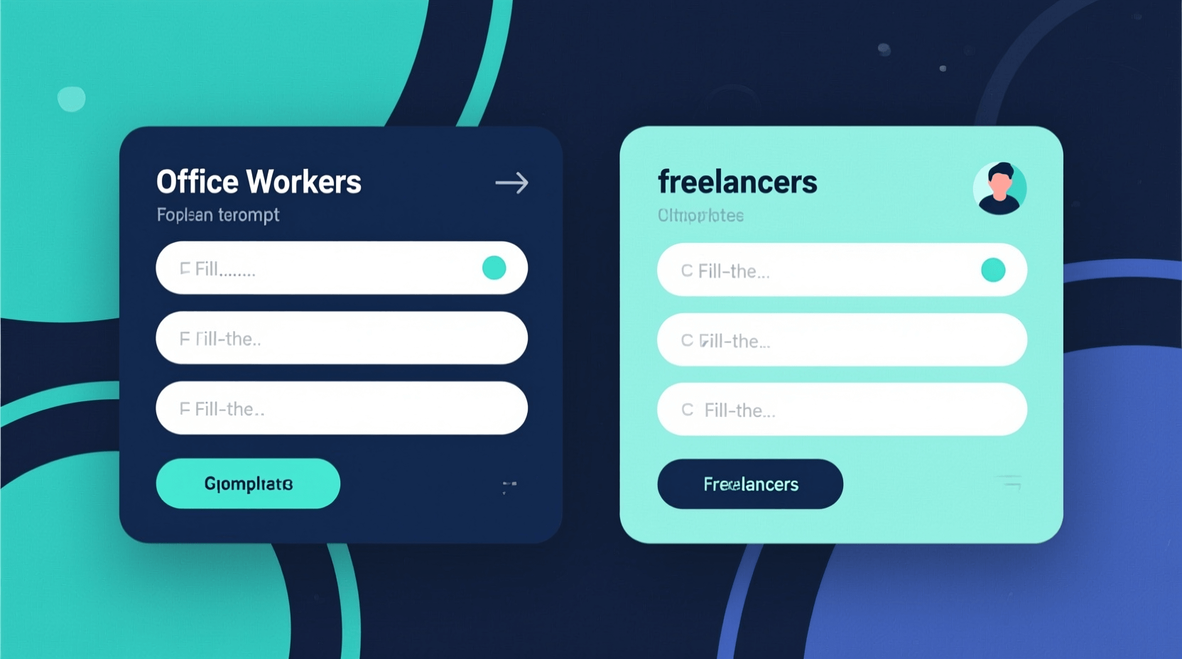 직장인과 프리랜서를 위한 프롬프트 템플릿 카드 두 가지를 보여주는 일러스트