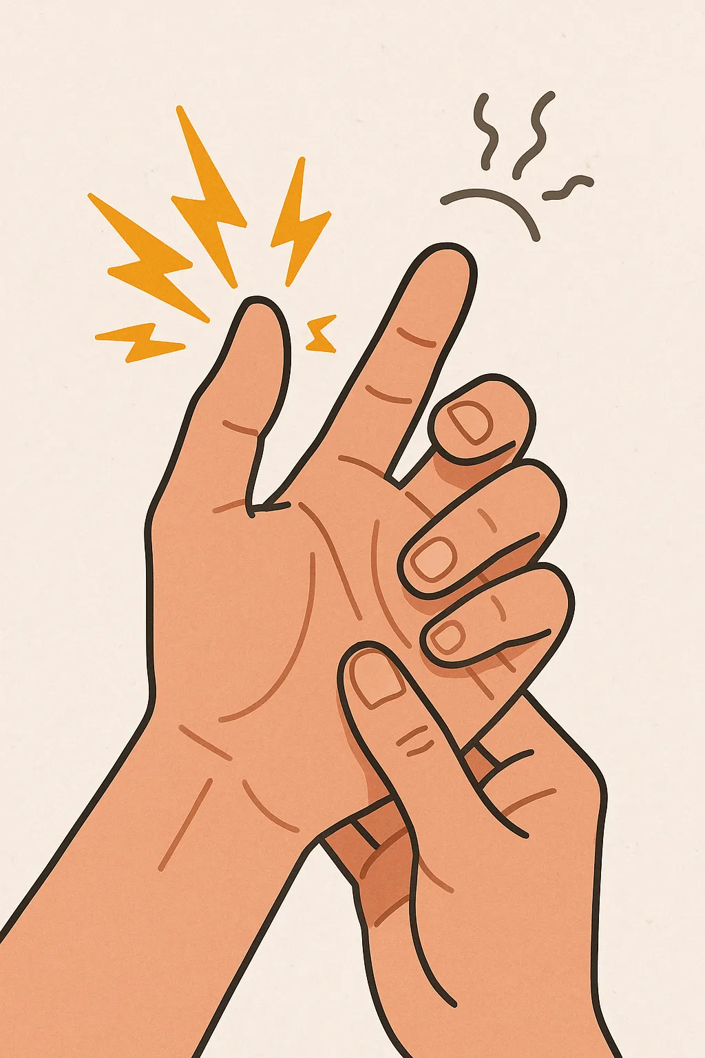 손가락이-찌릿찌릿한-이유를-설명하는-일러스트-이미지로-신경-압박이나-혈액순환-문제-등을-연상시키는-시각적-표현