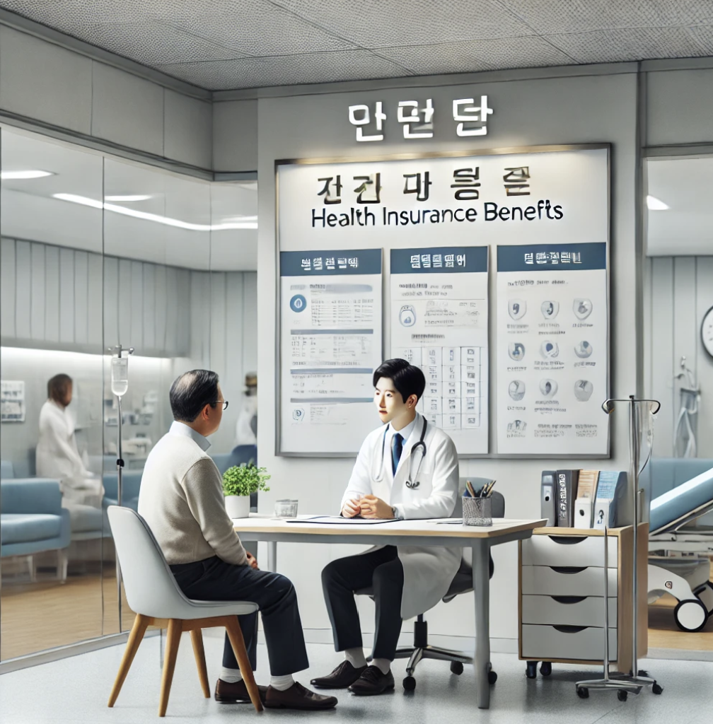 의사와 환자가 건강보험 혜택에 대해 상담하는 모습.