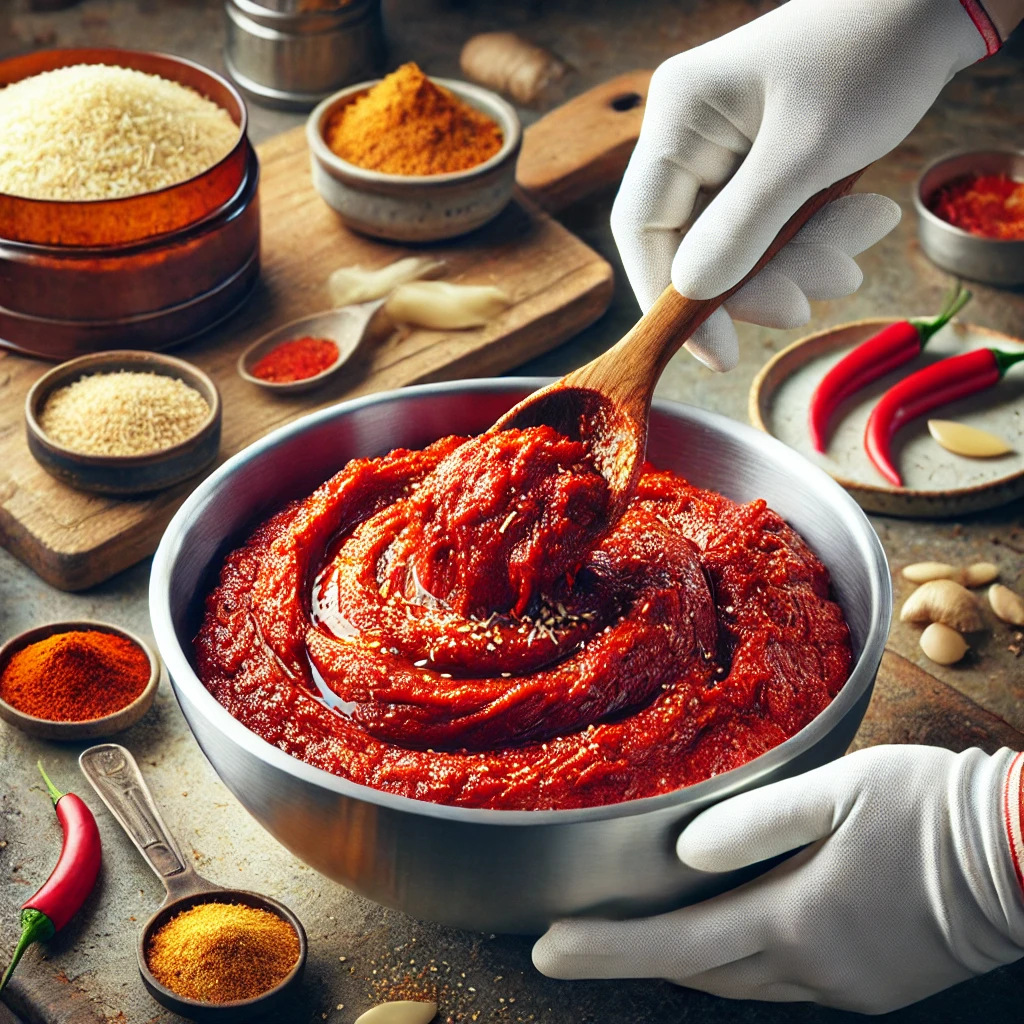 찹쌀풀로 양념하기