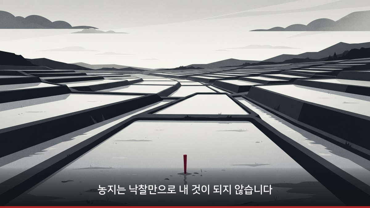 농지에 말뚝이 박아져 있는 모습