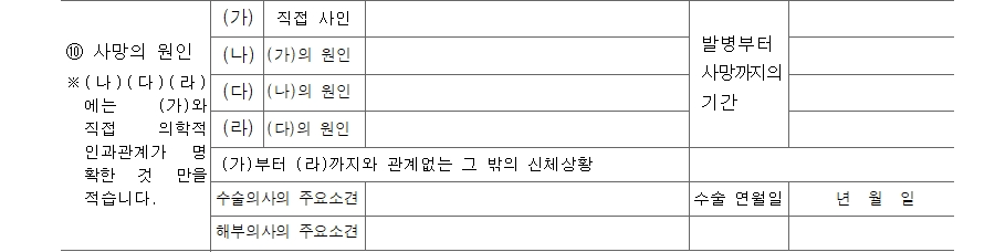 사망진단서 사망원인