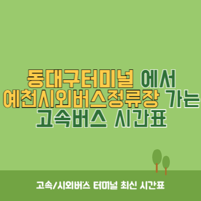 동대구터미널에서 예천시외버스정류장 가는 고속버스 시간표 최신정보