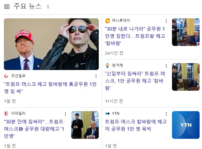 트럼프와 머스크 공무원 해고 이미지