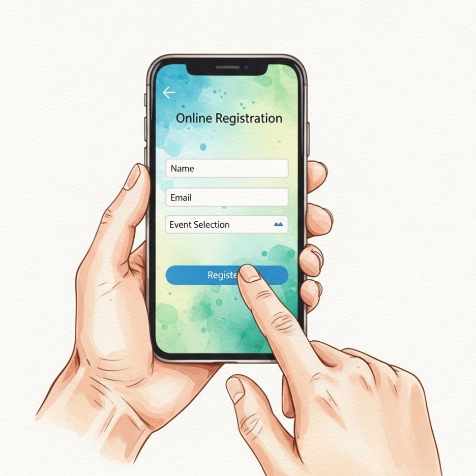 스마트폰으로 대회 정보를 확인하는 손길