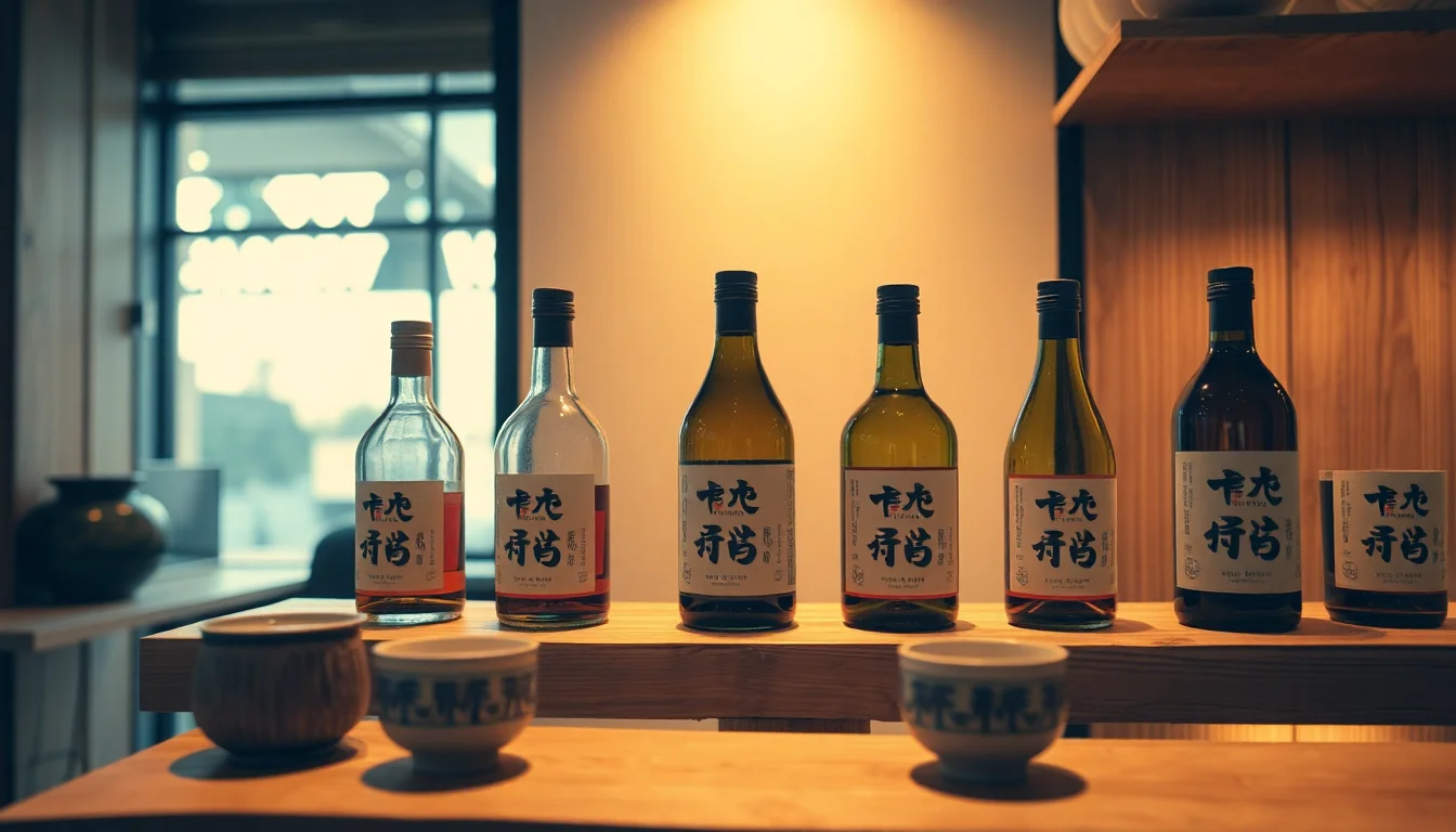 따뜻한 조명 아래 전통주 병들이 진열된 팝업스토어
