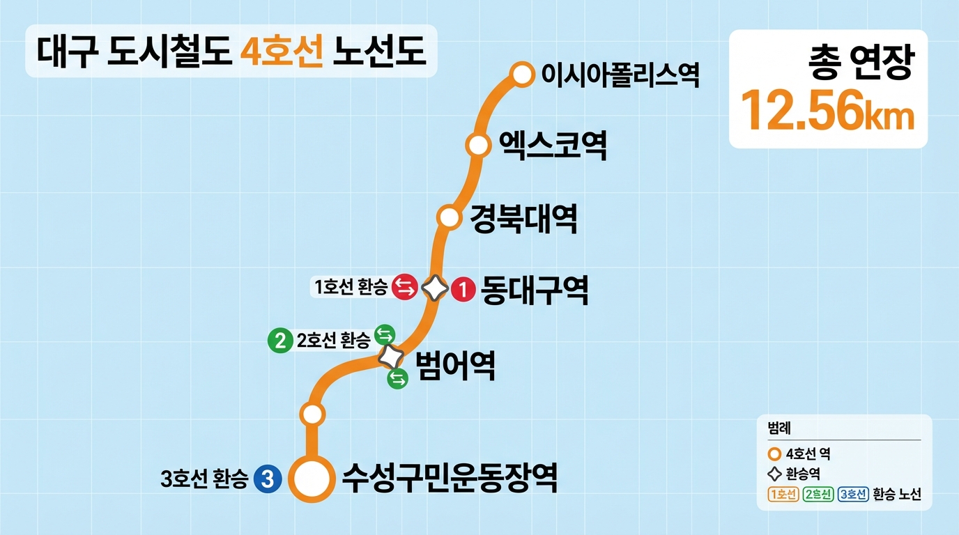 대구 도시철도 4호선, 어디를 지나가나?