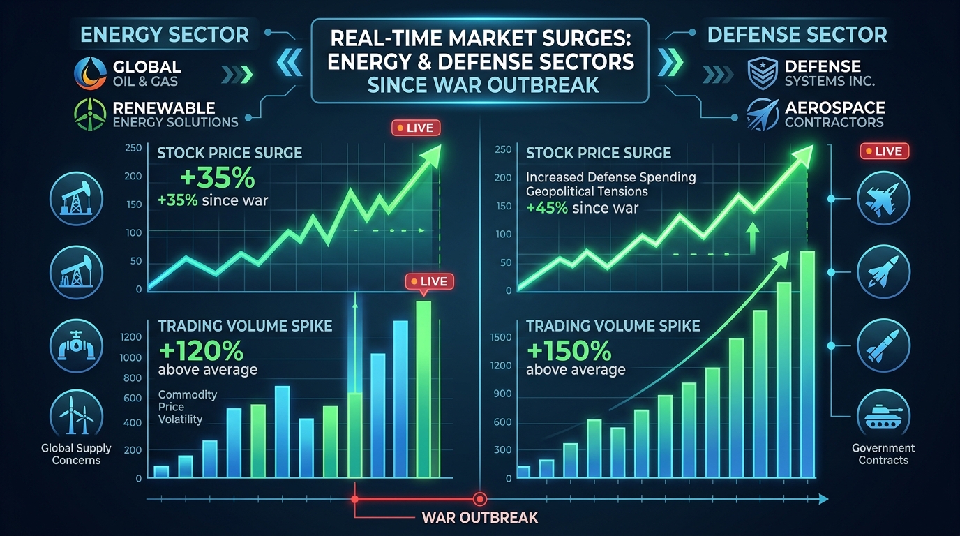 전쟁 발발 이후 에너지 및 방산 섹터의 실시간 주가 급등 현황 및 거래량 폭증 데이터