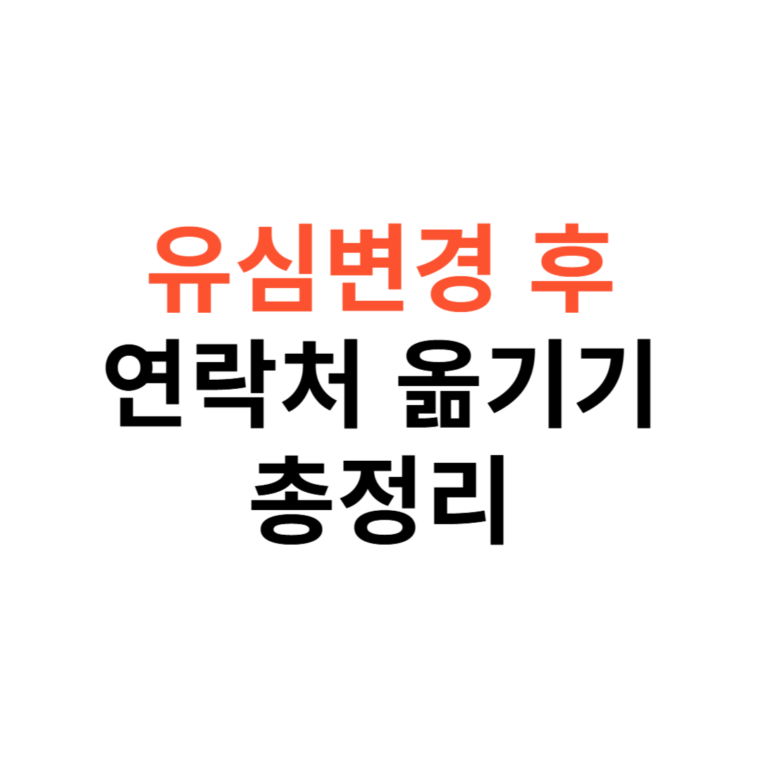 유심 변경 후 연락처 옮기는 방법