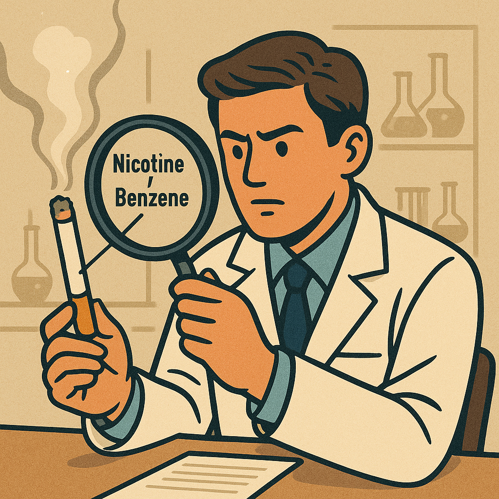 의사가 담배 유해성분 확인하는 이미지
