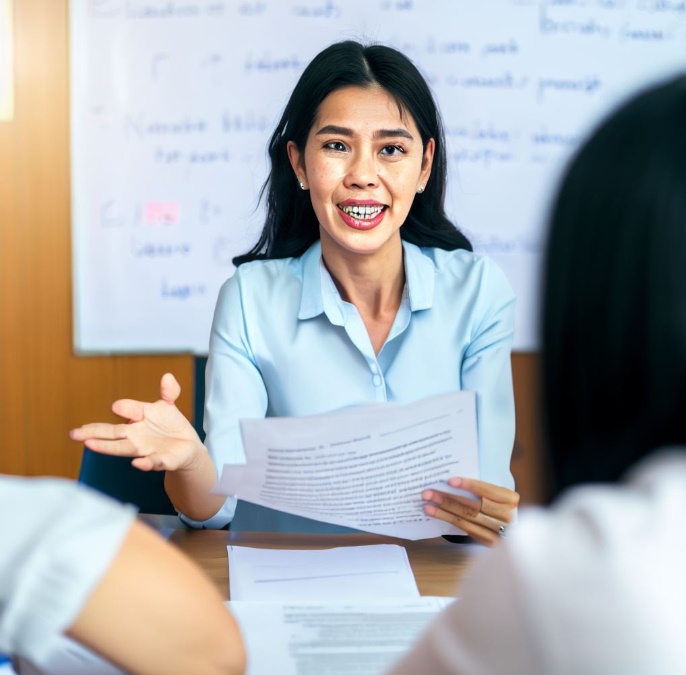 영어 모의고사 풀이하시는 선생님(made by Bing)