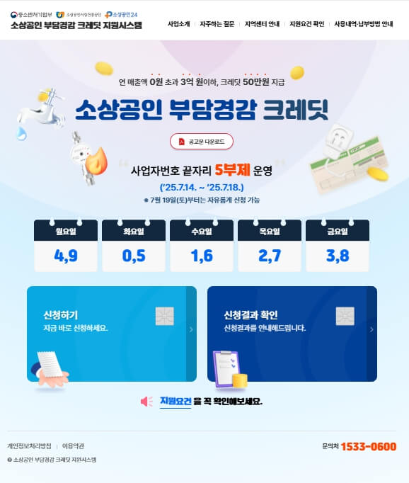 소상공인 지원 부담경감 크레딧 신청 방법