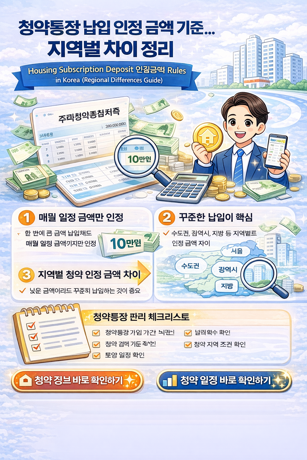 청약통장 납입 인정 금액 기준…지역별 차이 정리