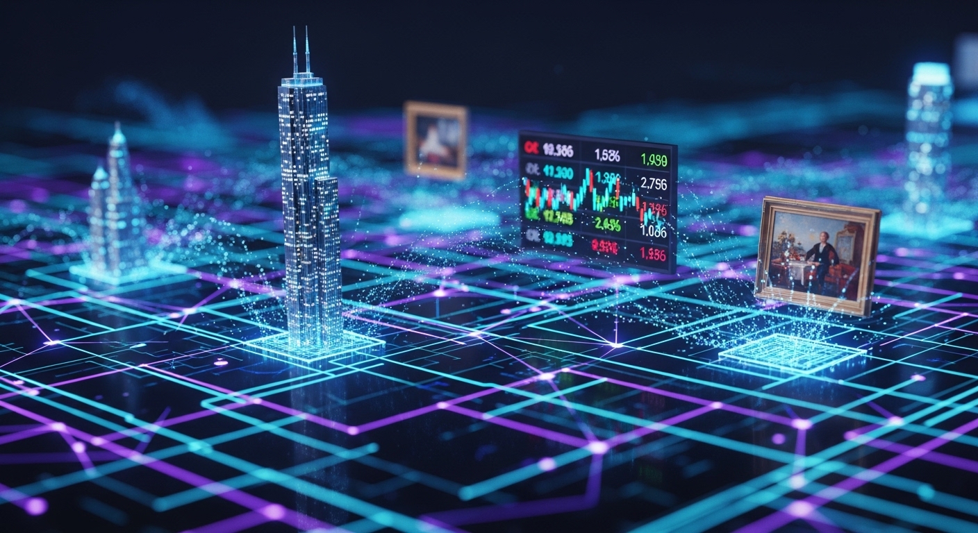 이더리움 블록체인 위에서 부동산, 주식 등 실물 자산(RWA)이 토큰화되는 모습