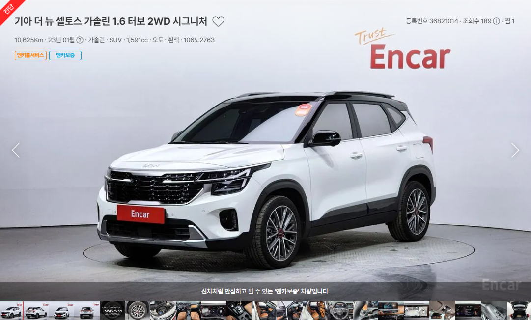 엔카에서 괜찮은 셀토스 찾기(6)