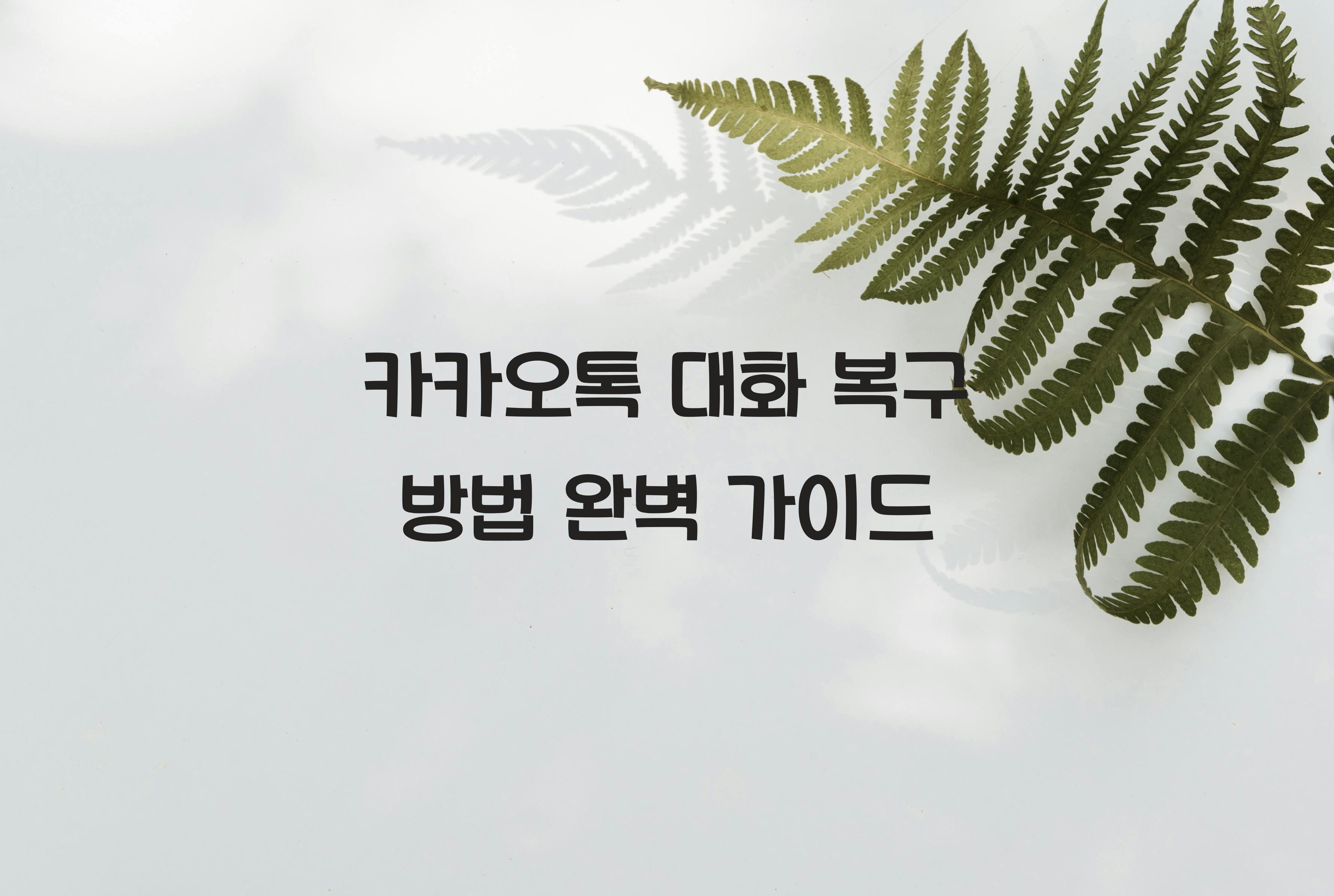 카카오톡 대화 복구 방법