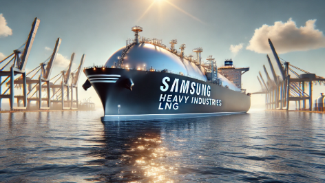 삼성중공업이 건조한 LNG 운반선이 바다를 항해하는 모습