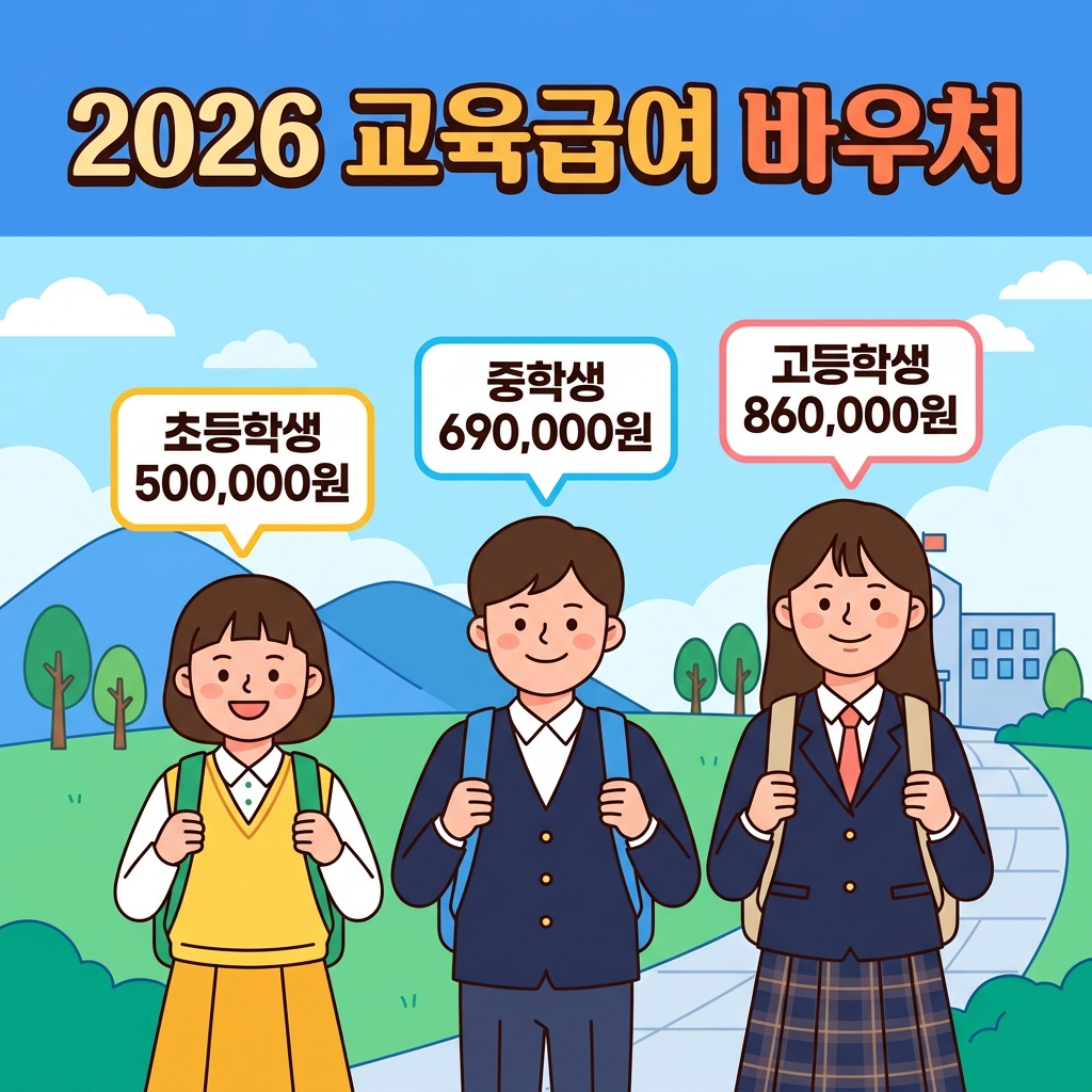 2026 교육급여 바우처 초등 중학 고등 지원금액 비교