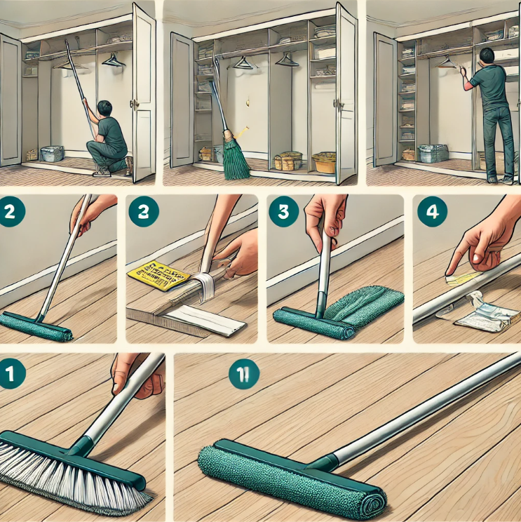 장롱 밑 먼지를 청소하는 도구