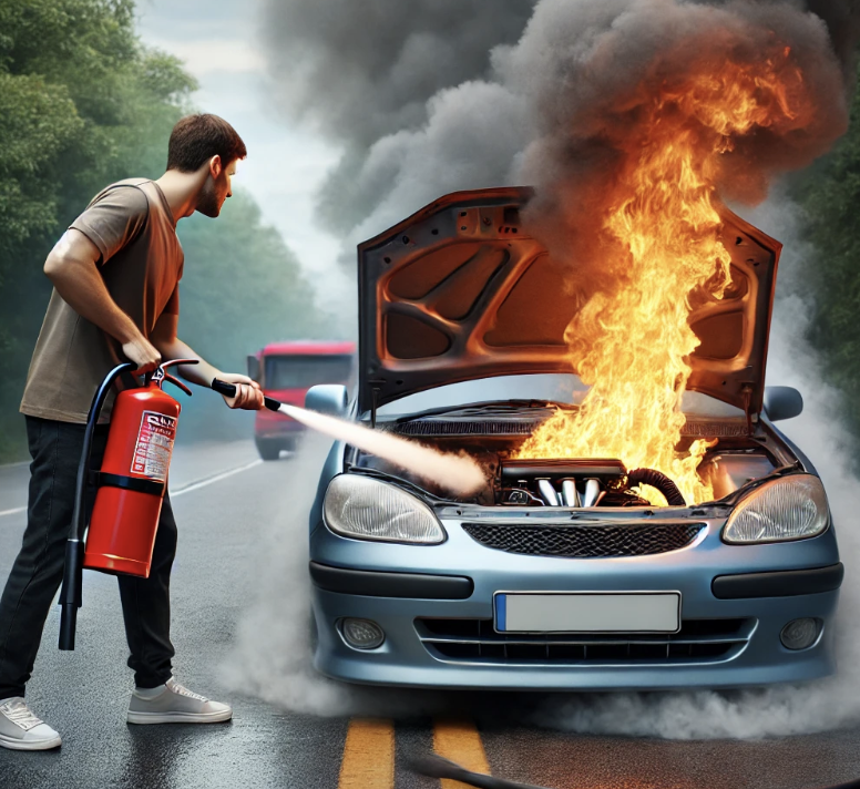 셀프 화재 진압 장면 사진