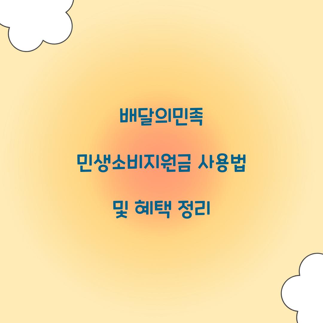 배달의민족 민생소비지원금