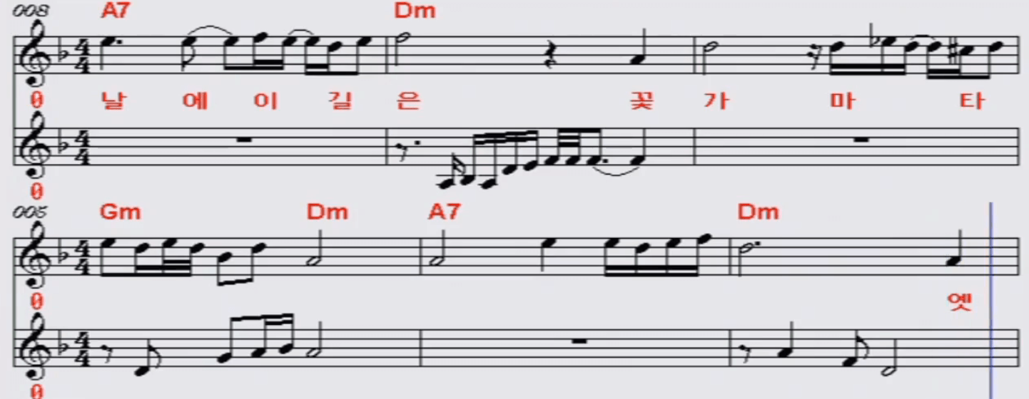 장보윤(이미자) 아씨 악보