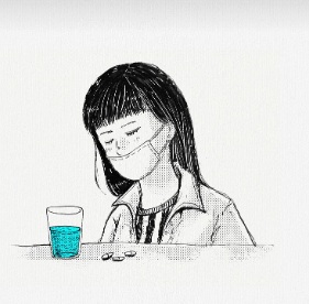 감기 걸린 소녀의 모습