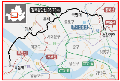 강북횡단선 노선도