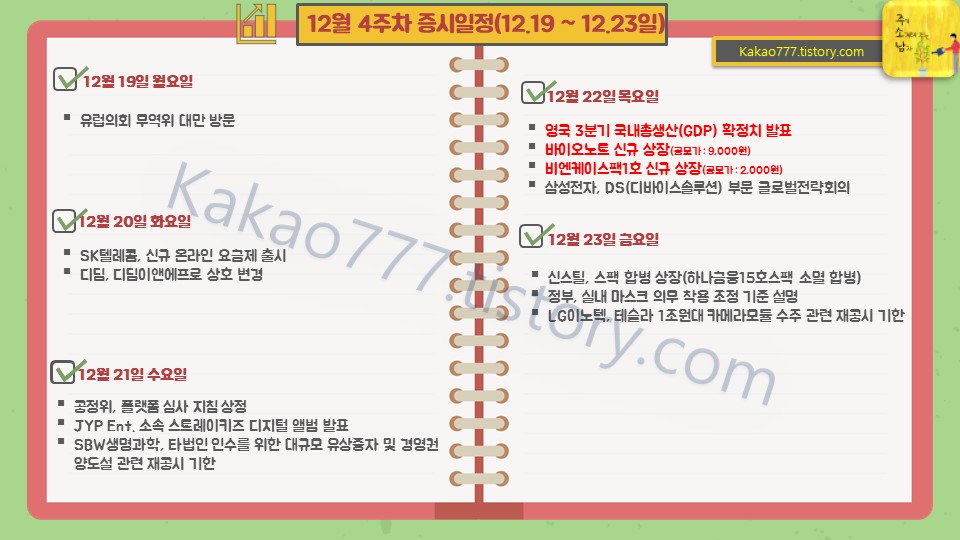 주간 증시일정